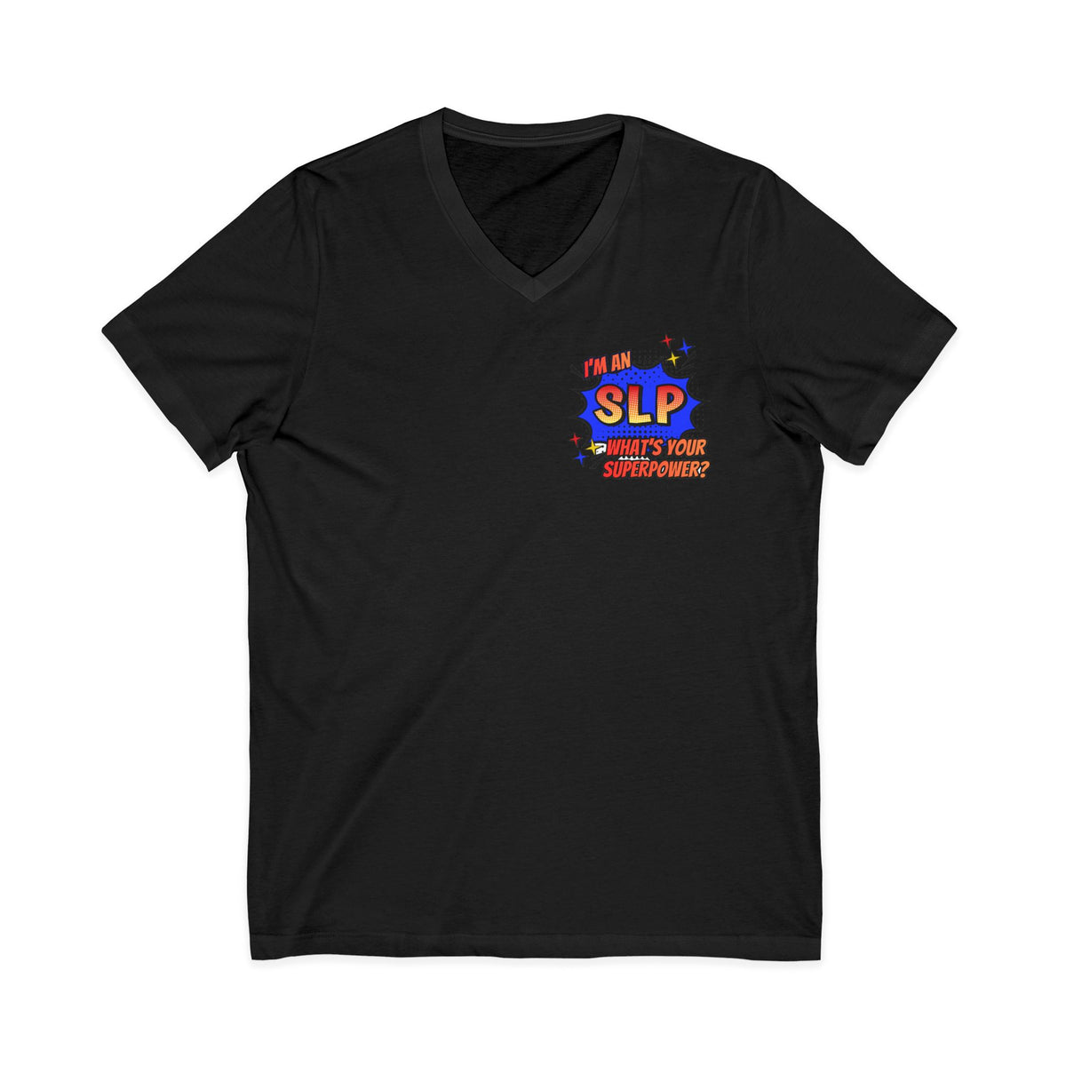 "SLP Superhero" Adult V-Neck T-Shirt