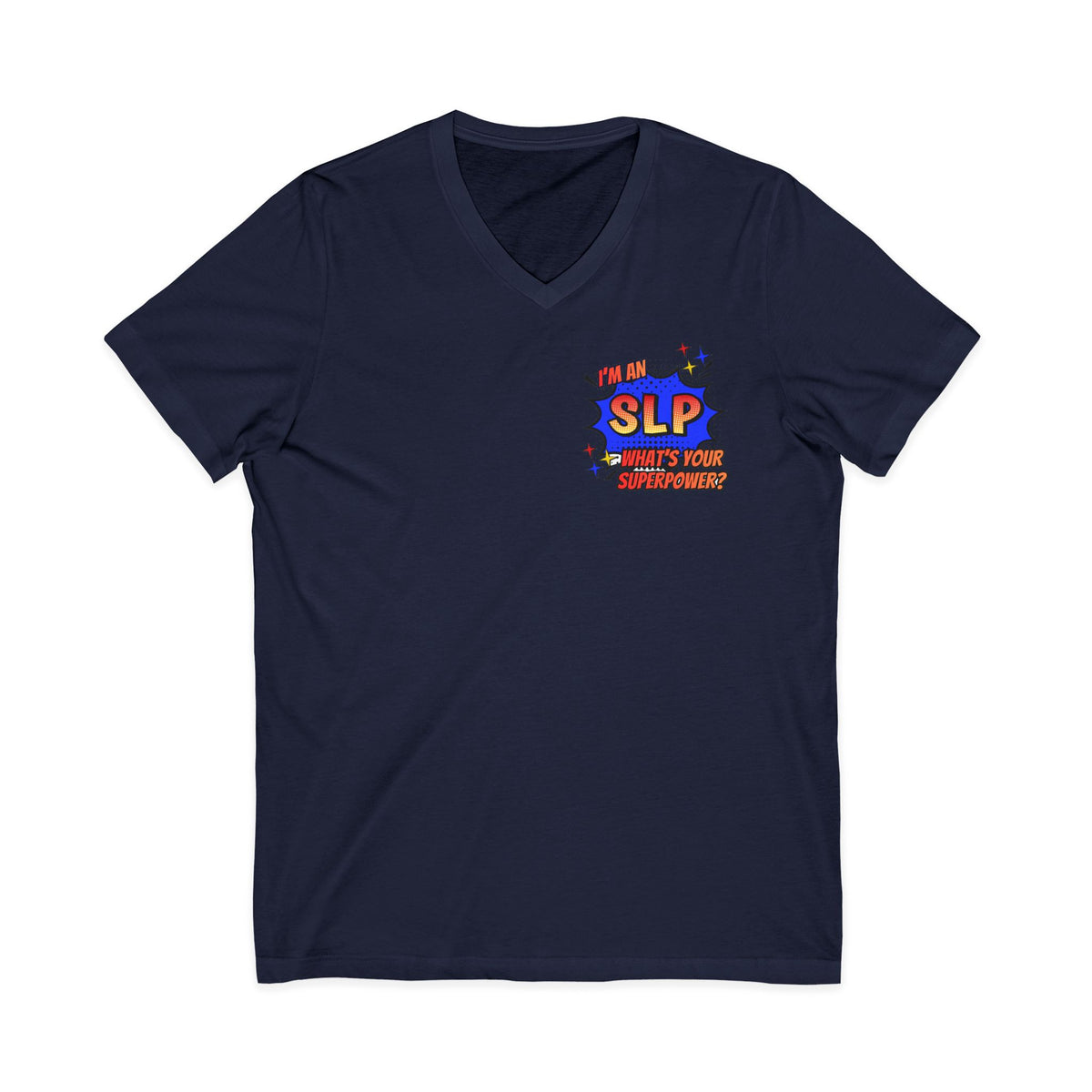 "SLP Superhero" Adult V-Neck T-Shirt