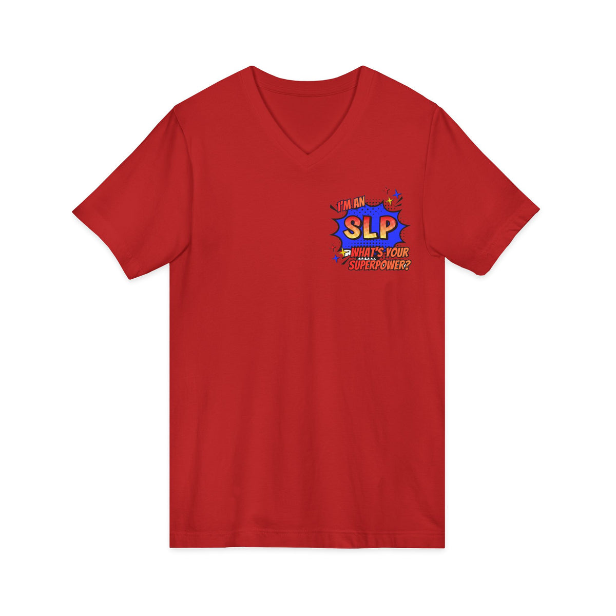 "SLP Superhero" Adult V-Neck T-Shirt