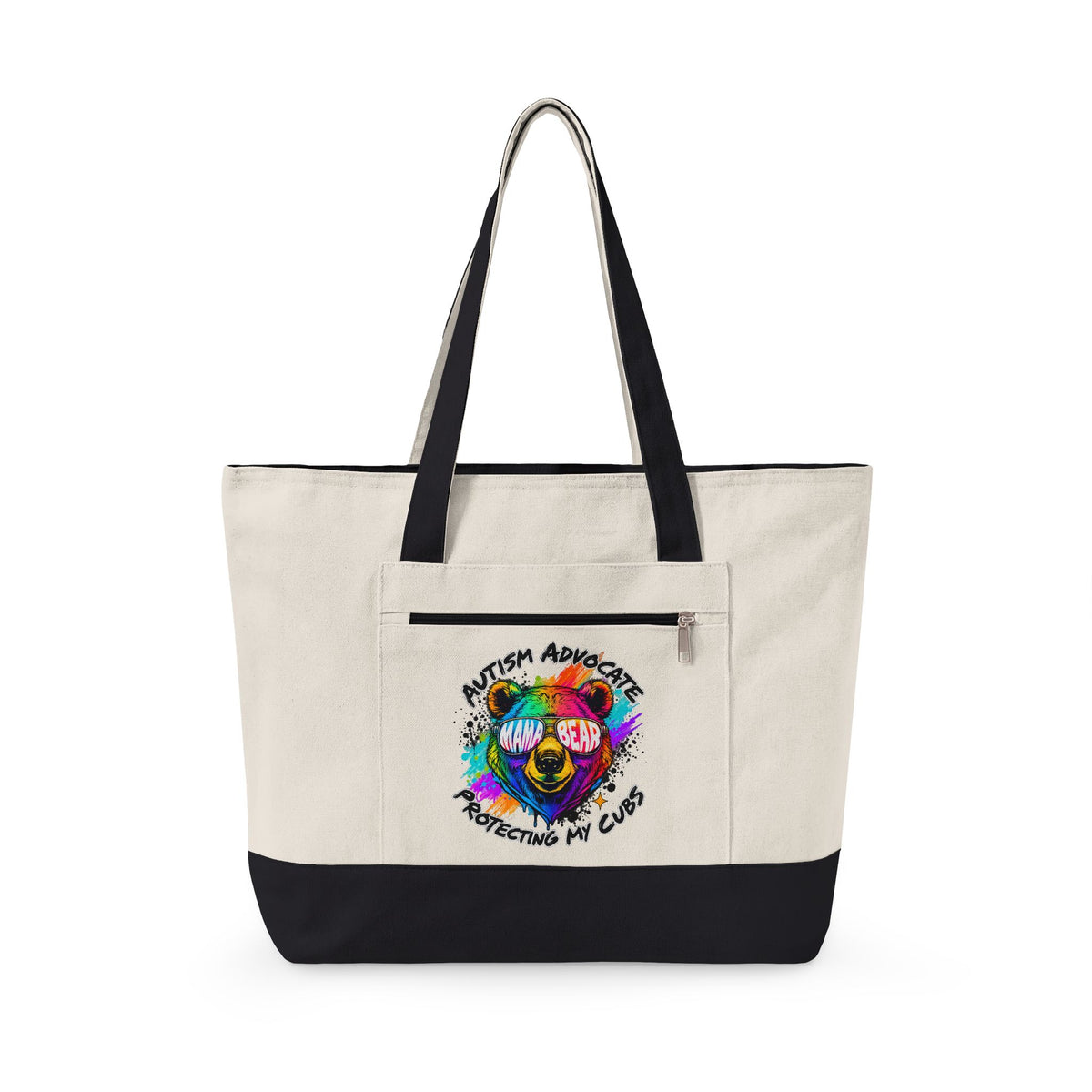 Autism Advocate Canvas Tote Bag – Colorful Heart Puzzle Design