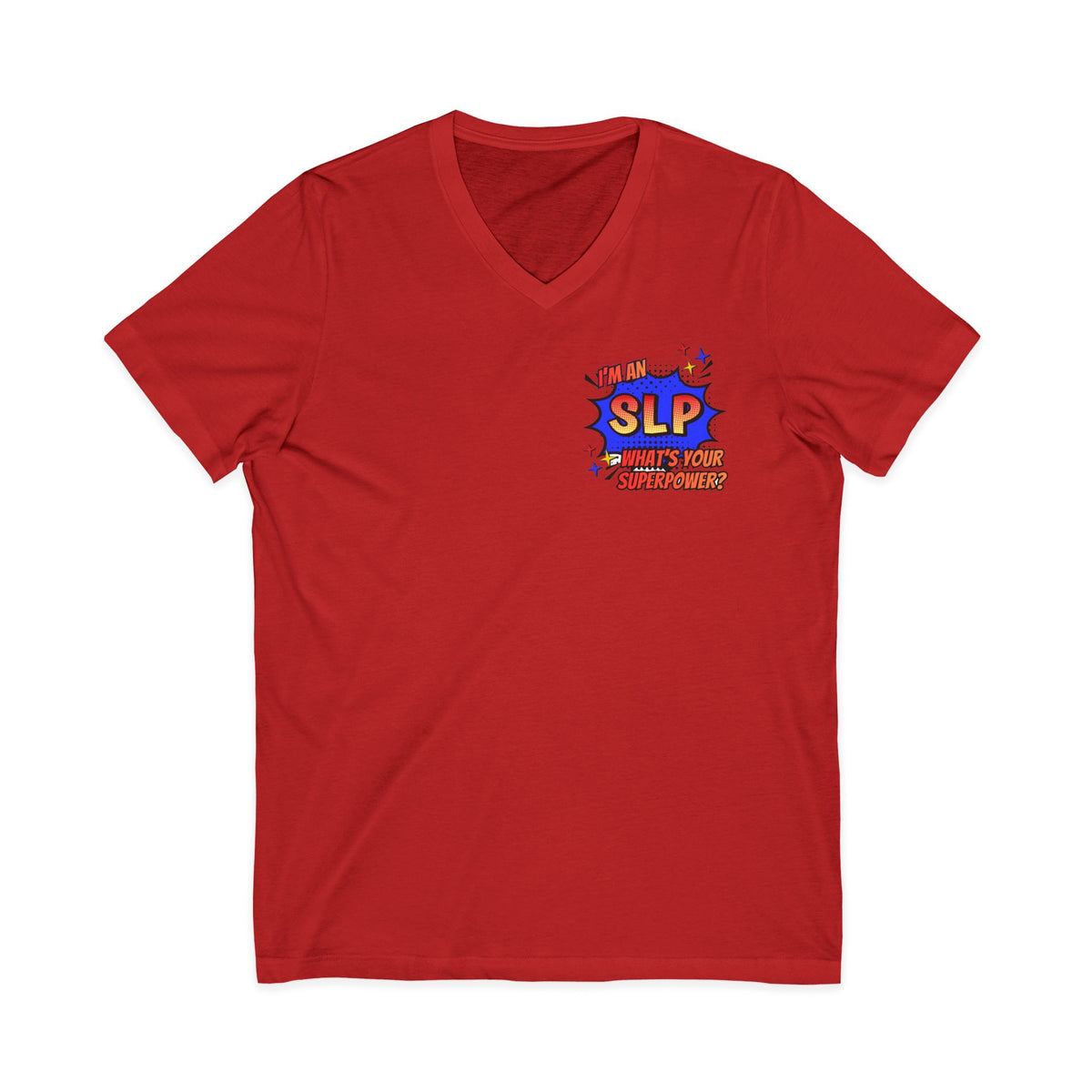 "SLP Superhero" Adult V-Neck T-Shirt