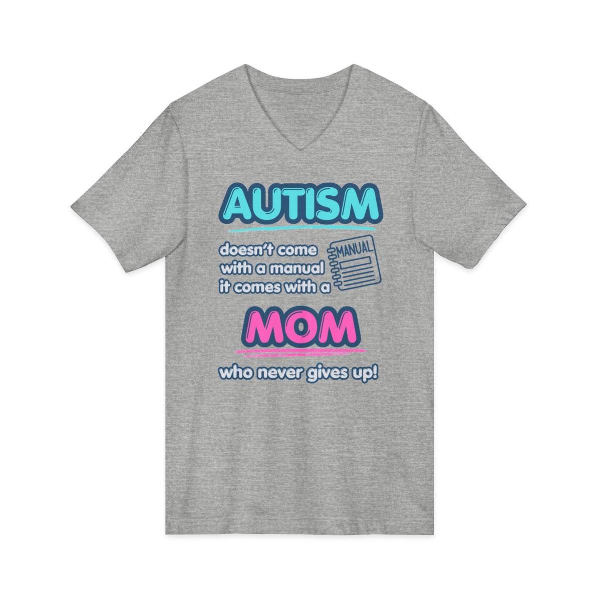 "Autism Mom" Adult V-Neck T-Shirt