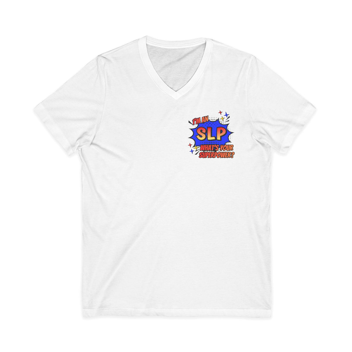 "SLP Superhero" Adult V-Neck T-Shirt