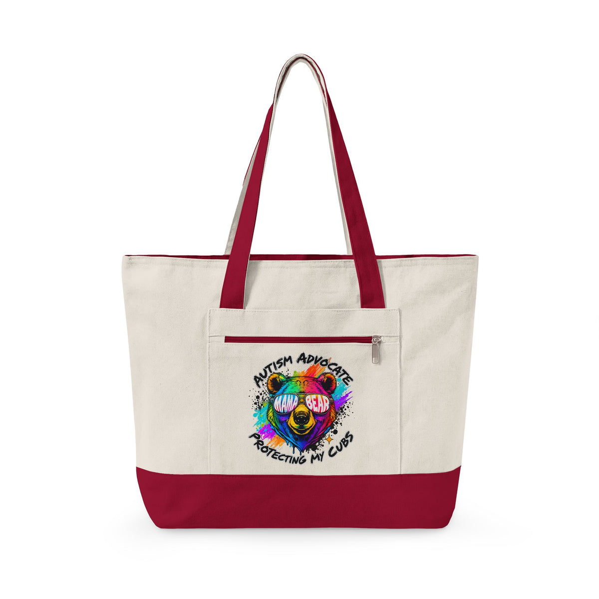 Autism Advocate Canvas Tote Bag – Colorful Heart Puzzle Design