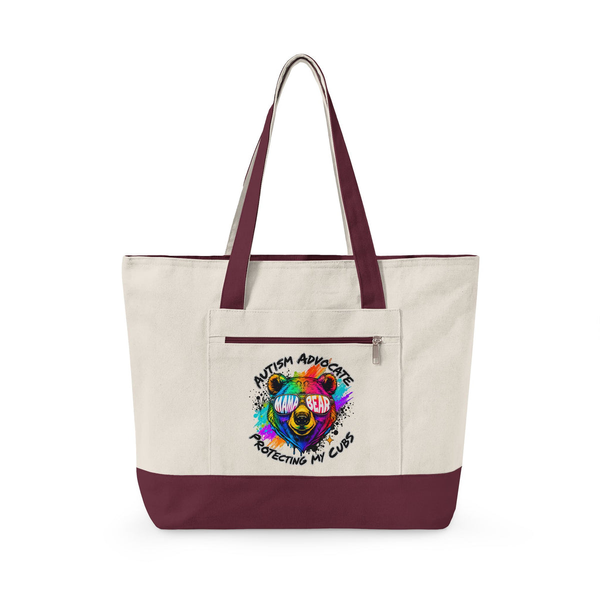 Autism Advocate Canvas Tote Bag – Colorful Heart Puzzle Design