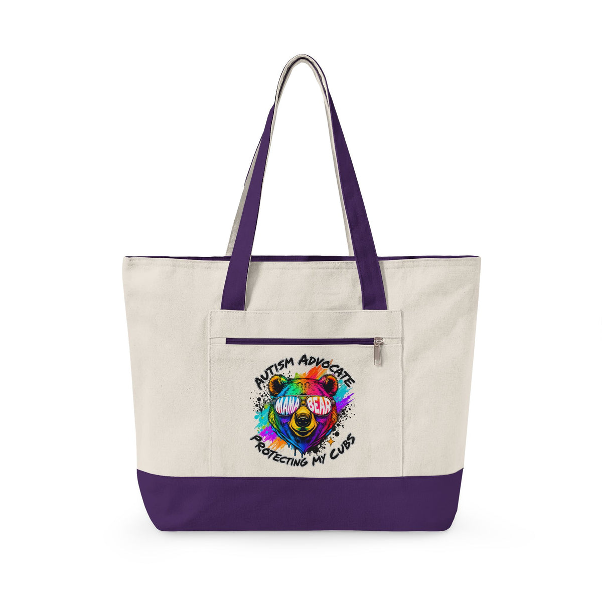 Autism Advocate Canvas Tote Bag – Colorful Heart Puzzle Design
