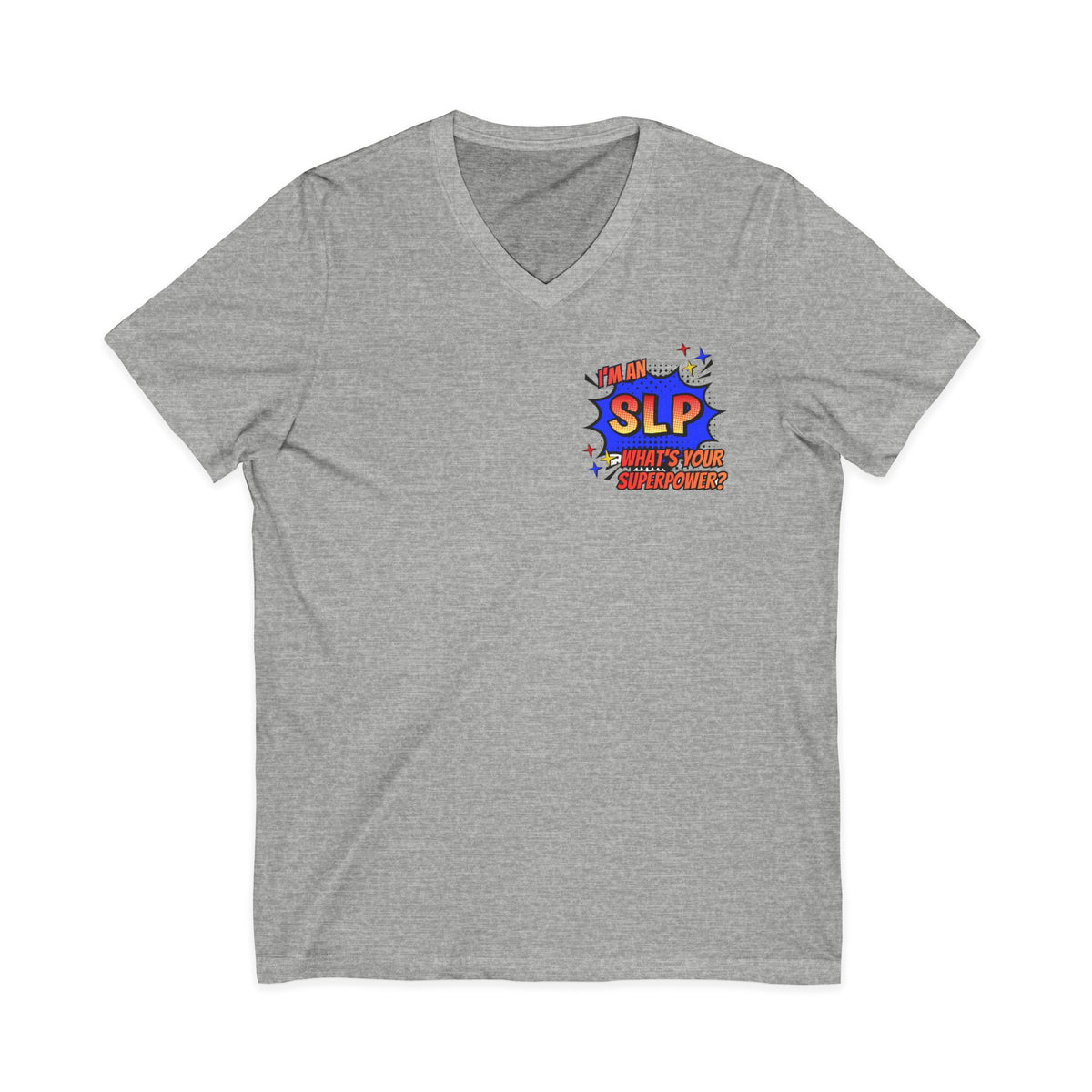 "SLP Superhero" Adult V-Neck T-Shirt