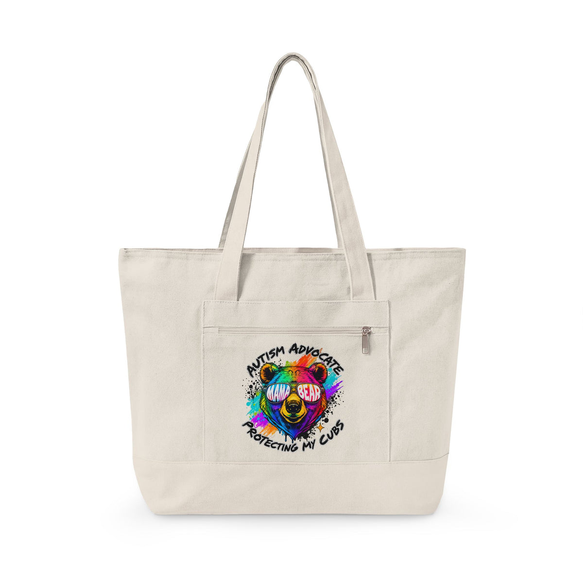 Autism Advocate Canvas Tote Bag – Colorful Heart Puzzle Design