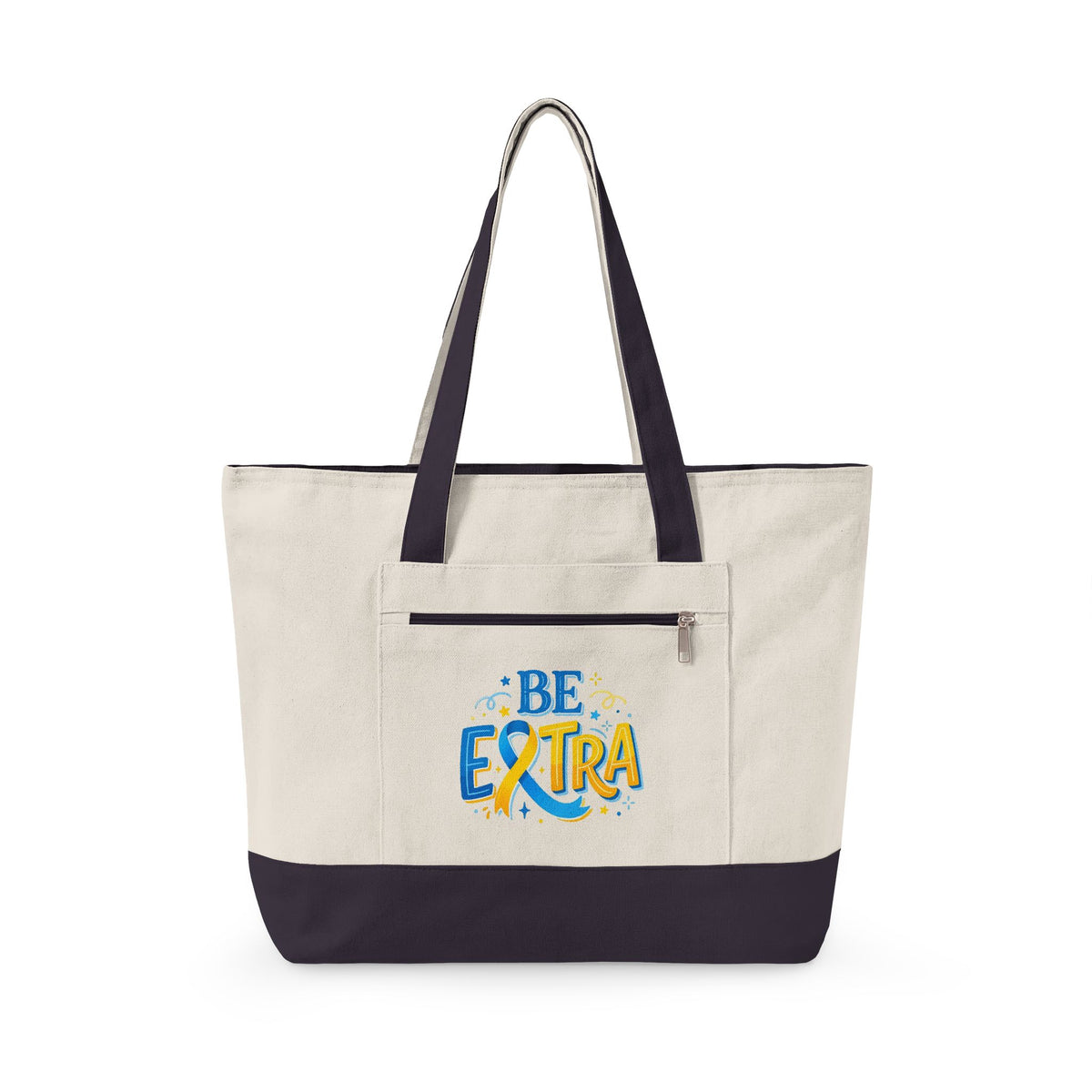 Canvas Tote — "Be Extra" Zippered Tote Bag, Fun Bright Graphic Beach & Everyday Carry
