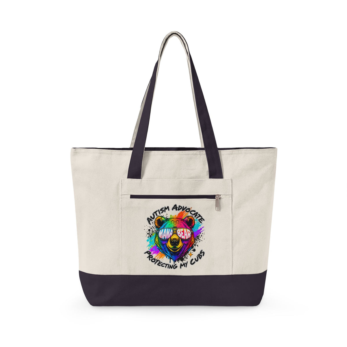 Autism Advocate Canvas Tote Bag – Colorful Heart Puzzle Design