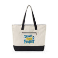 Canvas Tote Bag — “Down Right Perfect” Blue Ribbon Design (Zippered)