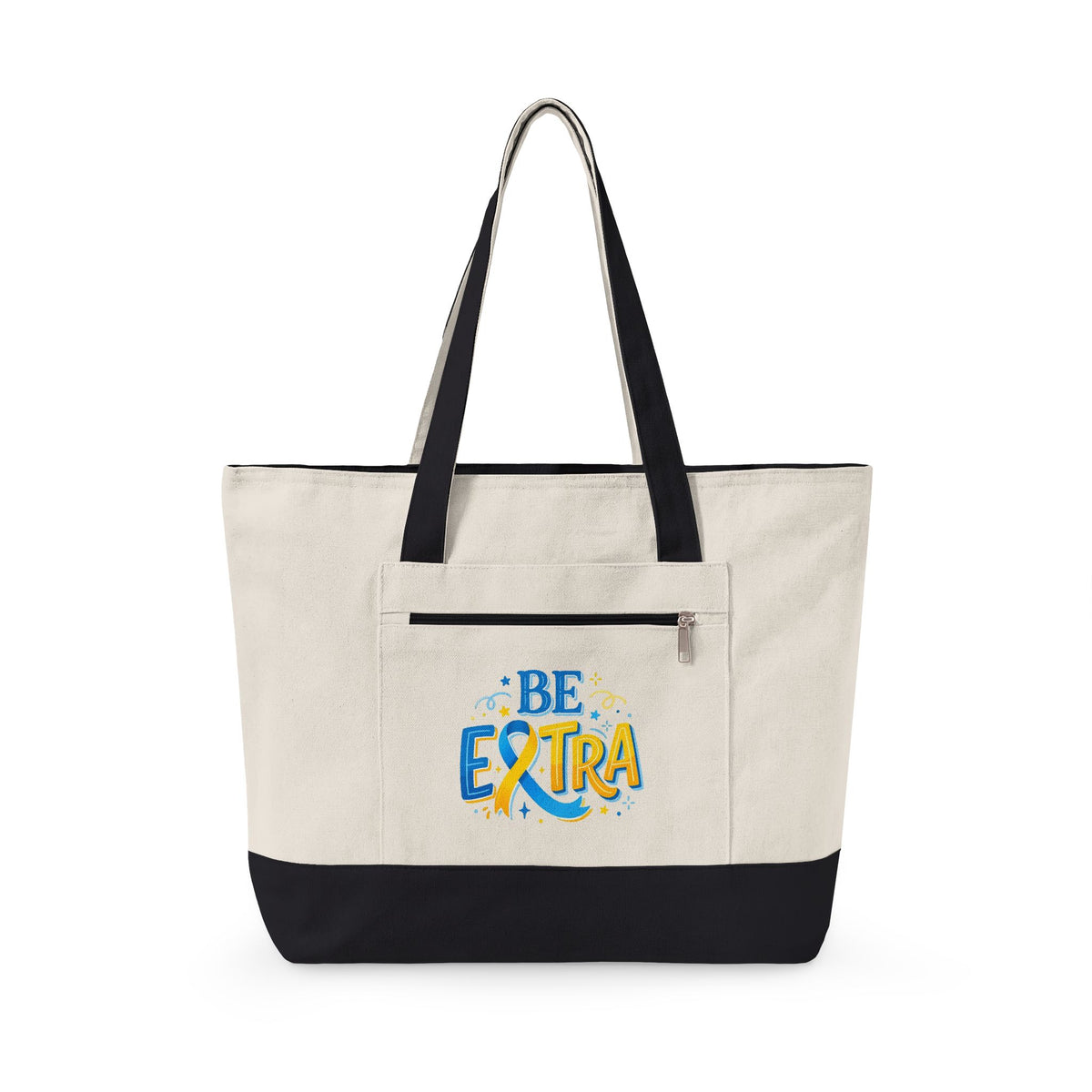 Canvas Tote — "Be Extra" Zippered Tote Bag, Fun Bright Graphic Beach & Everyday Carry